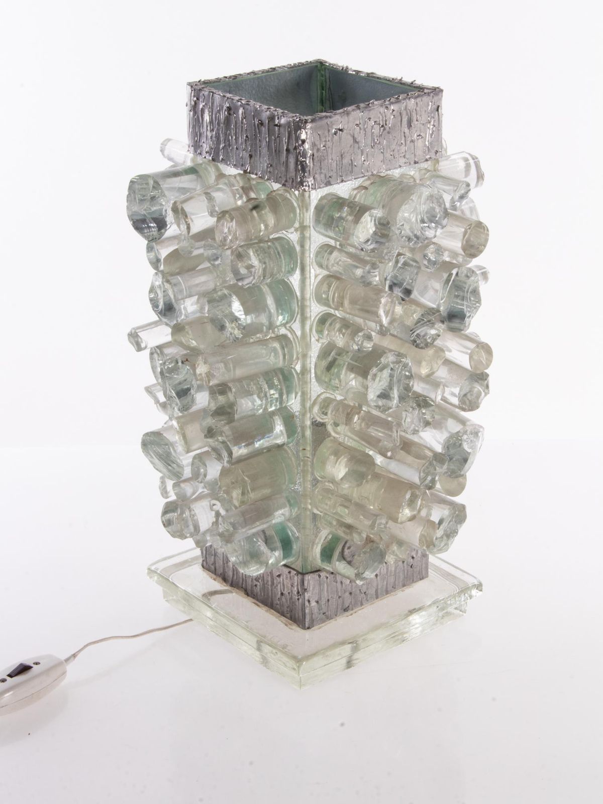 5798.0 Unique Brutalist 18" Murano Glass Table Lamp In The Manner Of Poliarte 1960 photo