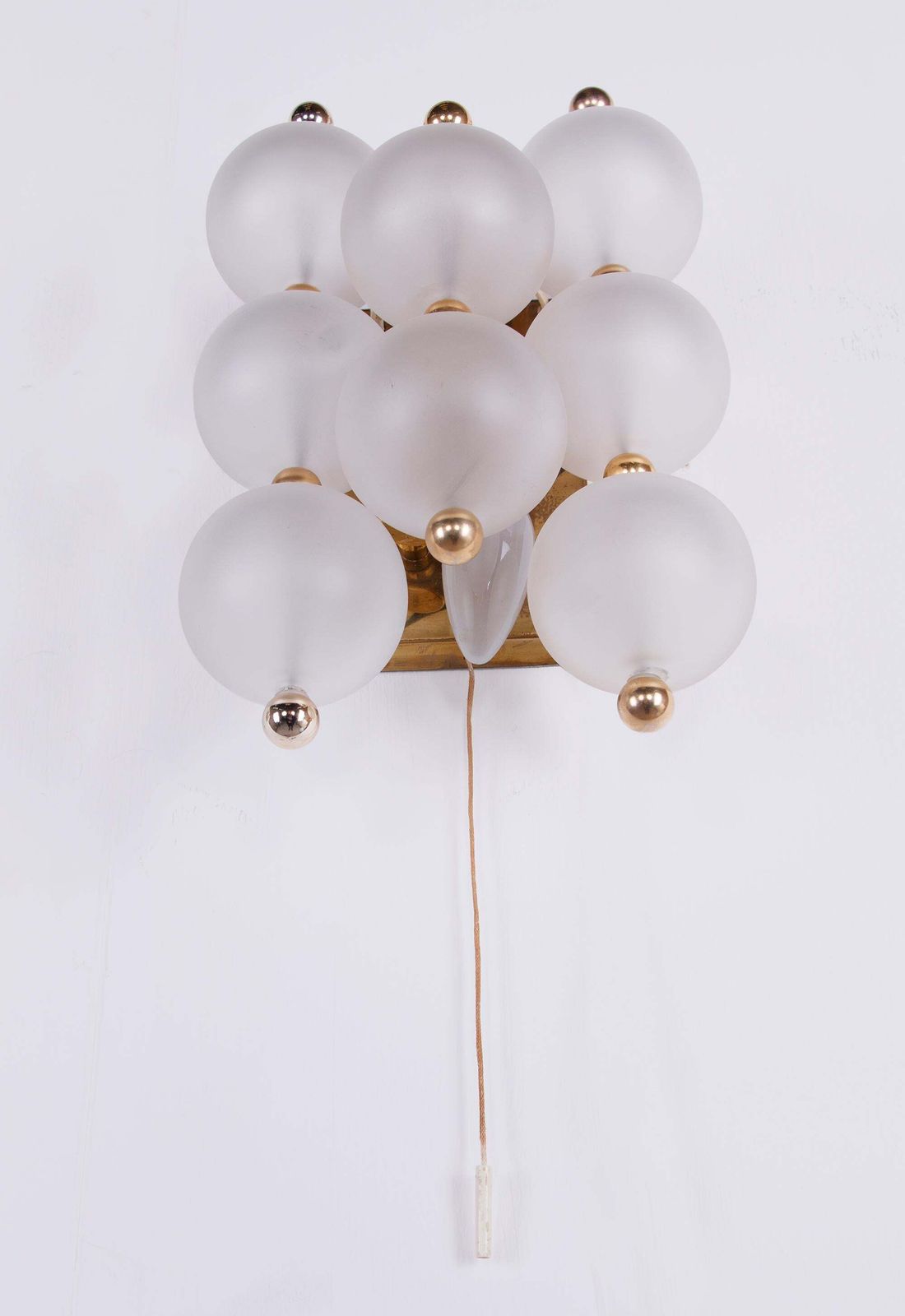 Pair Of Kinkeldey Wall Sconces Frosted Glass Balls & Brass, Germany 1960s photo buy