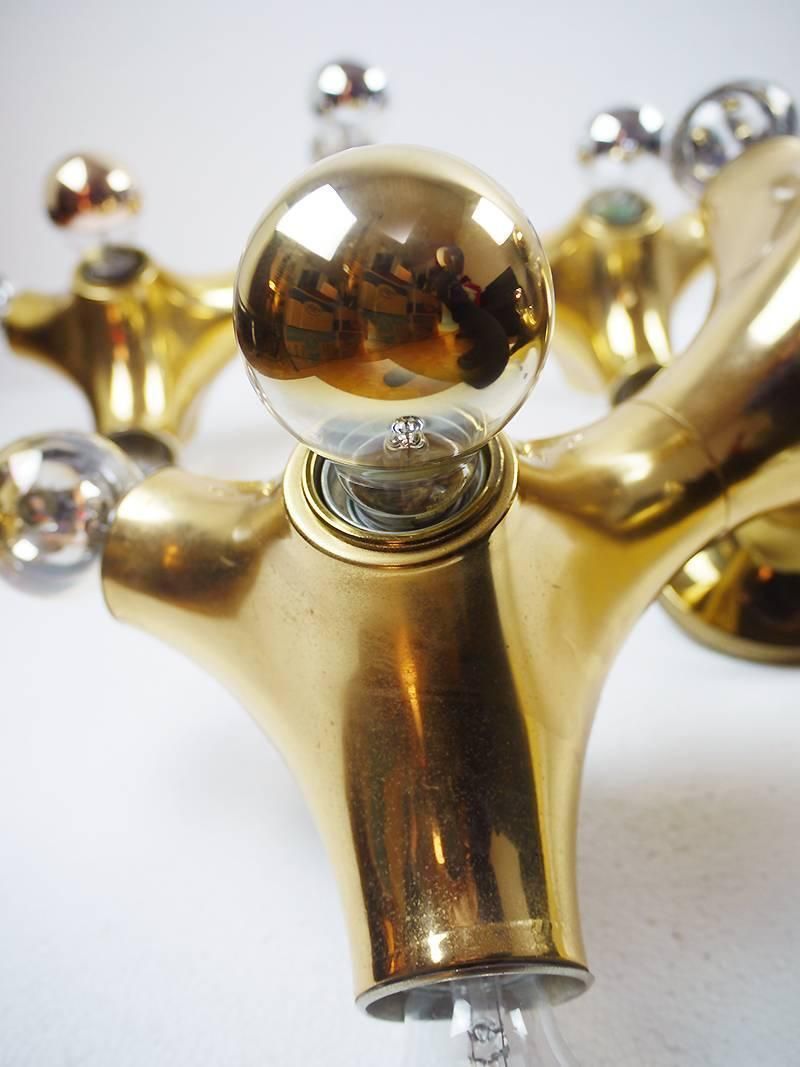 1970s Germany Cosack Gemini Organic Golden Space Age Wall Light, Set Of 2 photo 3789.0