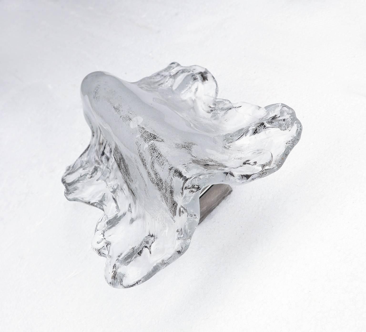 1960 Austria Kalmar Organic Wall Sconces Frosted Murano Glass & Chrome, Set Of 2 photo Lighting