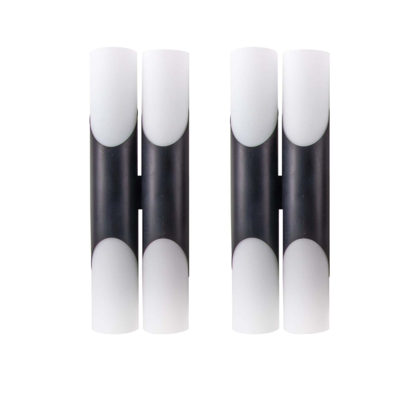 1 'Of 2' Pair Of 1970 Germany Neuhaus Double Glass Wall Sconces Black & White photo Lighting