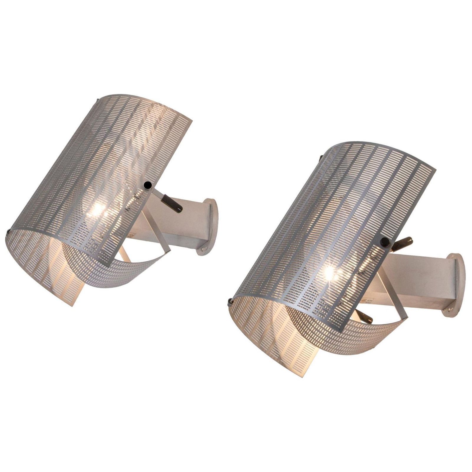 1 (Of 4) Pair Of Silver Artemide Shogun Wall Lights By Mario Botta, 1980s