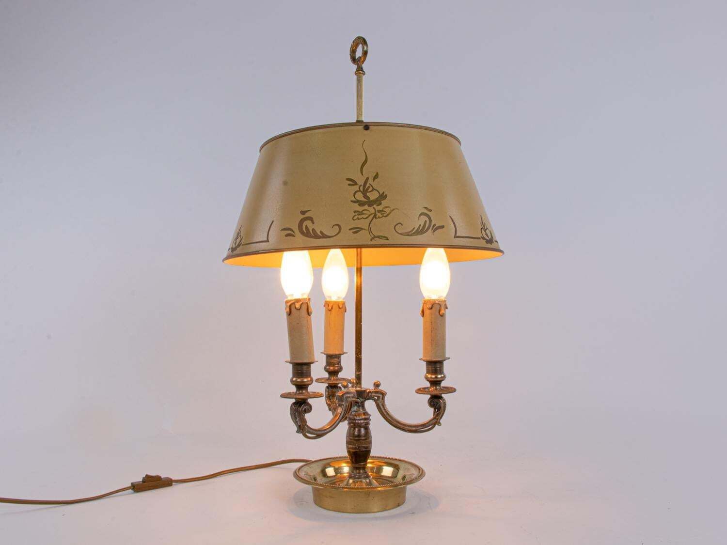 French Bronze & Tole Louis XV Style Bouillotte Lamp, 19th Century photo furniture