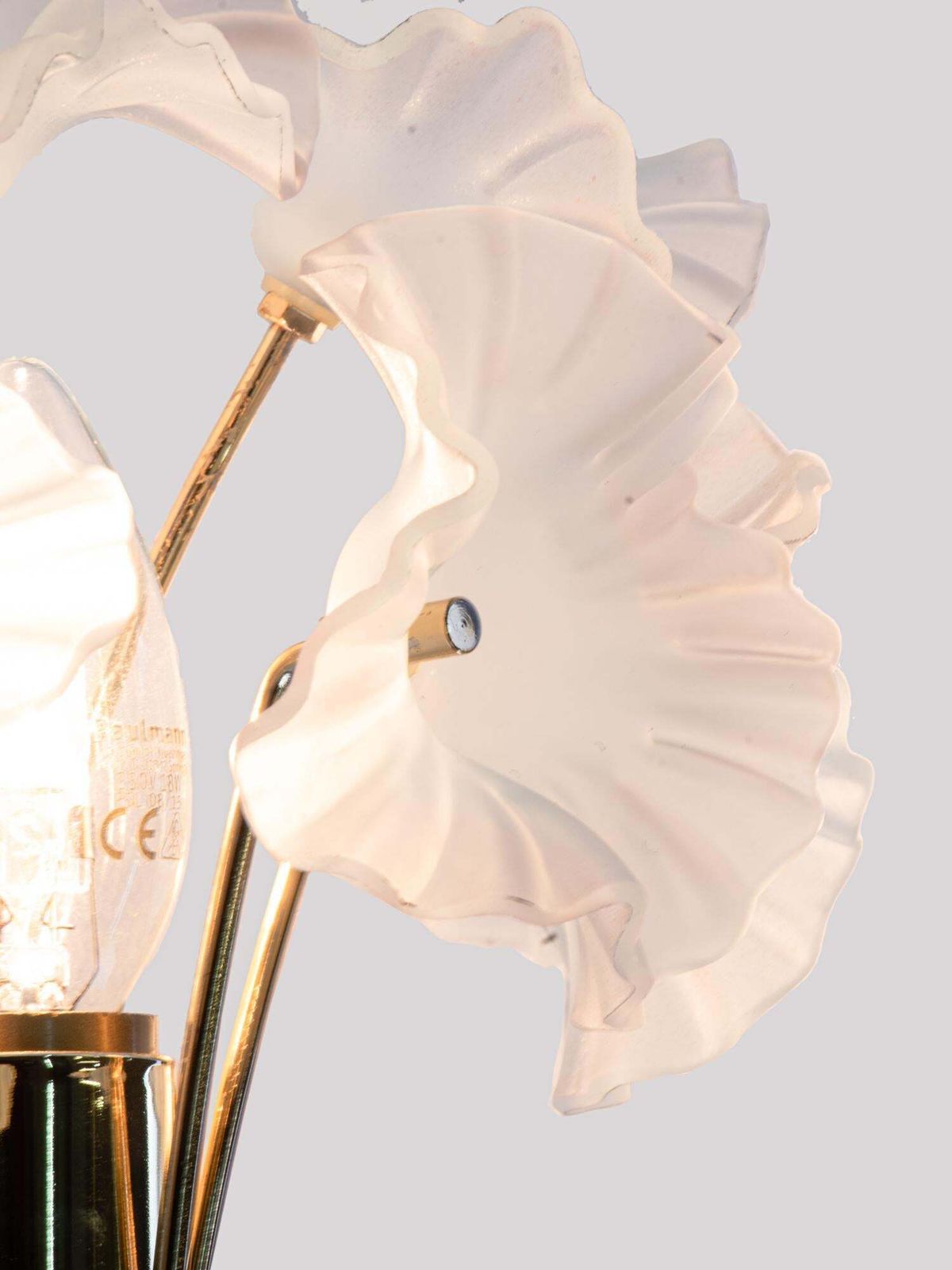 1 (Of 2) Pair Of 1970 Italy Hibiscus Brass Wall Sconces Turquoise Glass Flowers photo 998.0