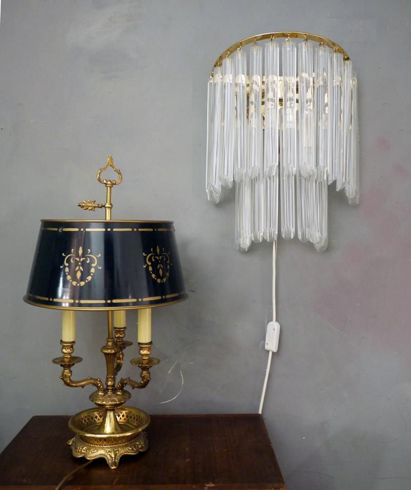 Venini Wall Sconce White Murano Glass & Brass, Italy, 1960s photo vintage