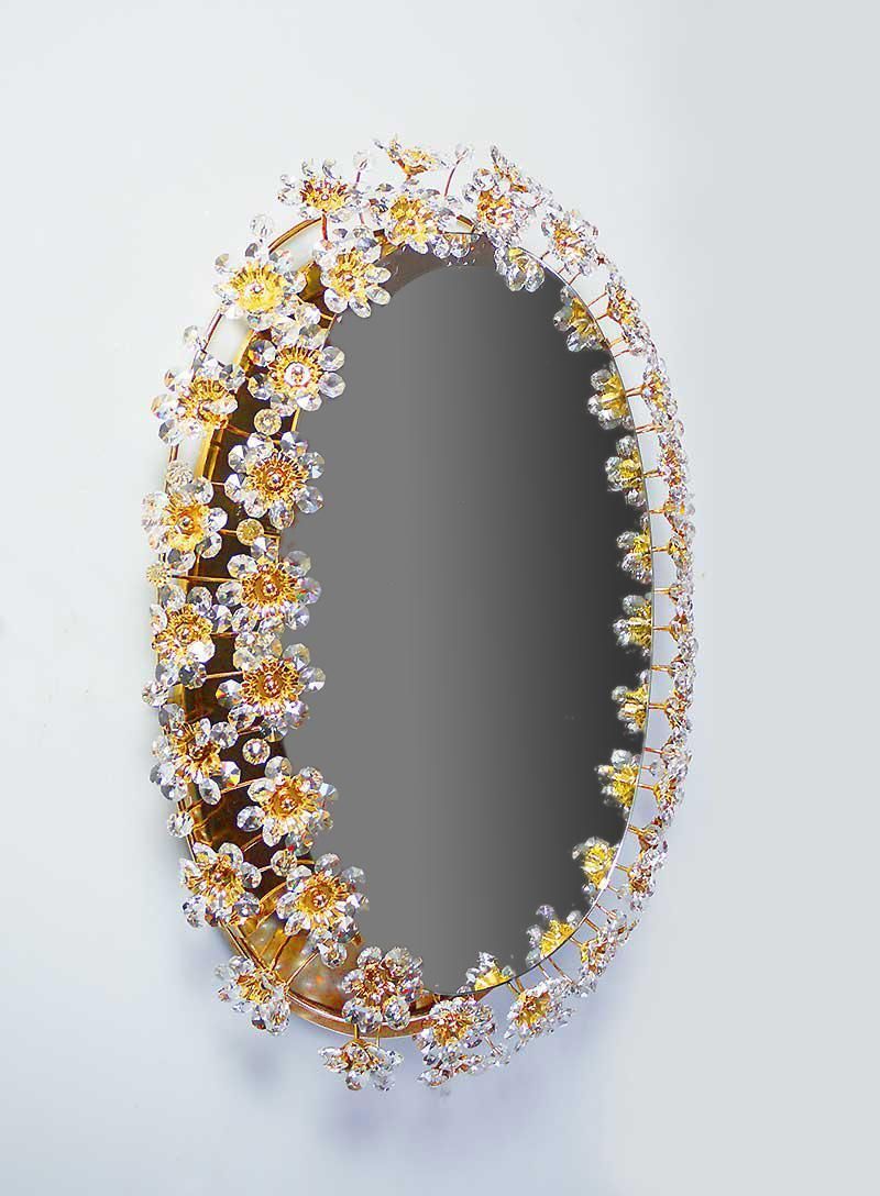 1960, Germany, Palwa Oval Backlit Mirror Crystal & Gilt Brass By Christoph Palme photo 2938.0