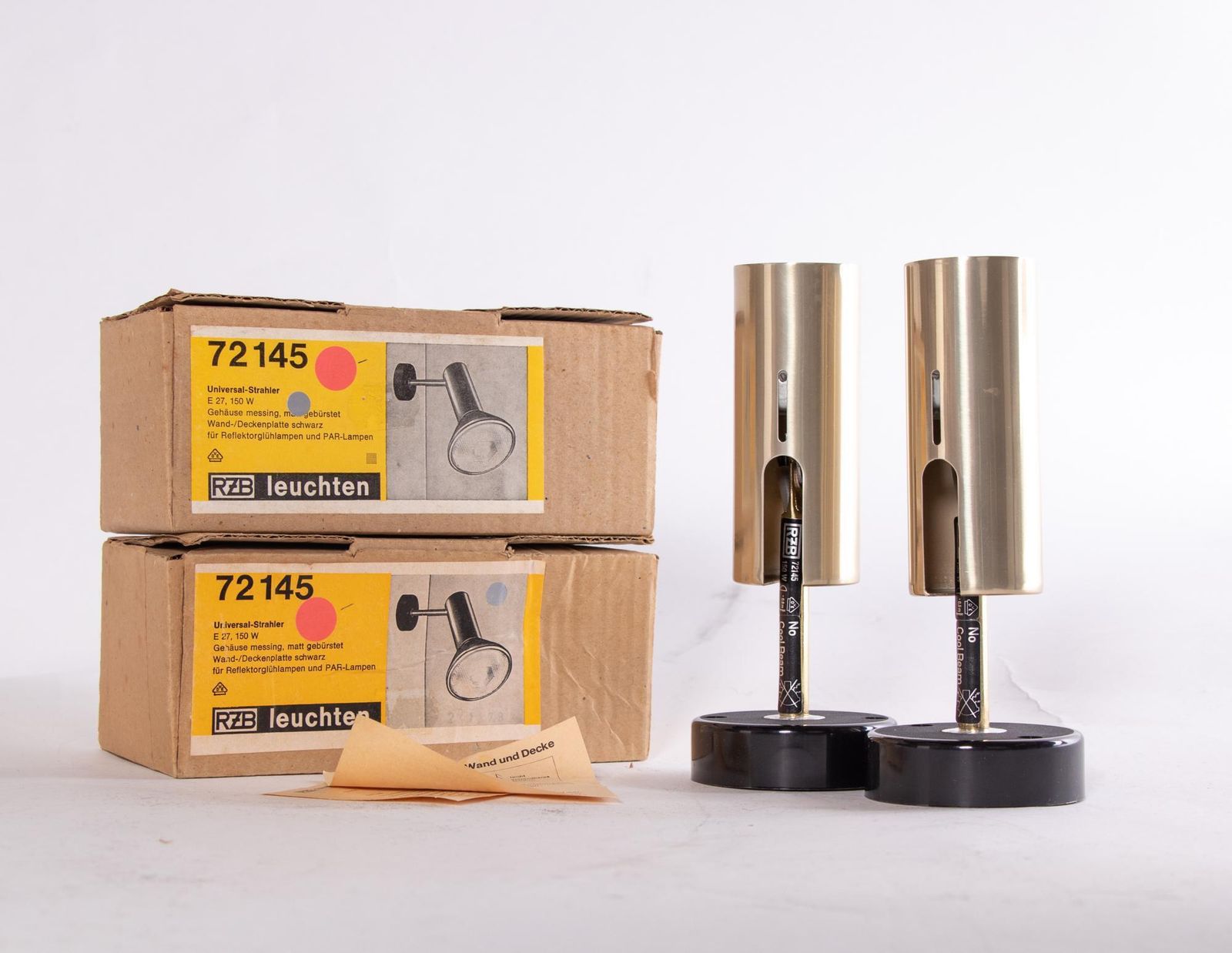 photo furniture 1960 Germany Rzb Adjustable Minimalist Wall Sconce Brass Spot Light, Set Of 2