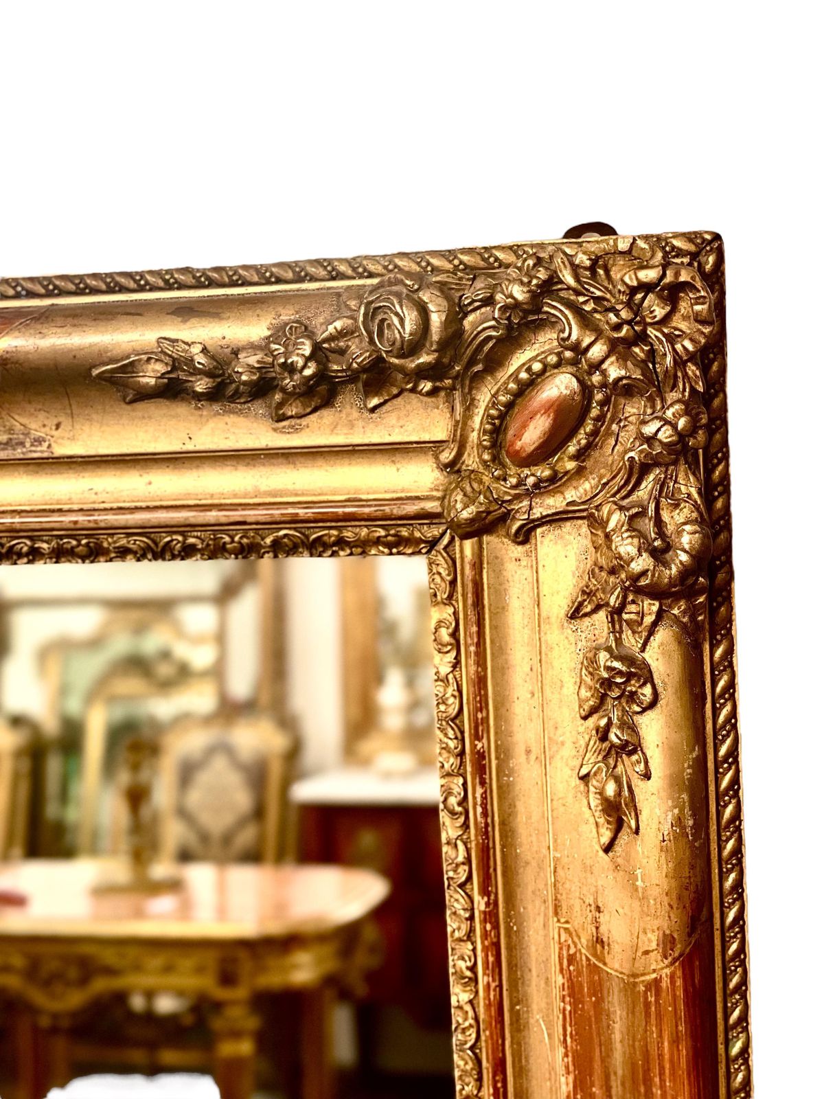 19th Century French Napoleon III Giltwood Wall Mirror With Mercury Glass photo furniture