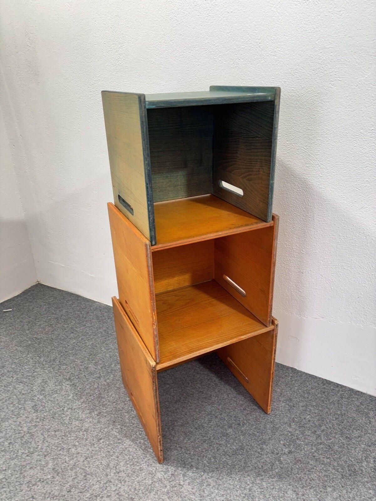 Saporiti Italia Tris Tables Stackable Wood 1970s Design Modernariato photo vinterior