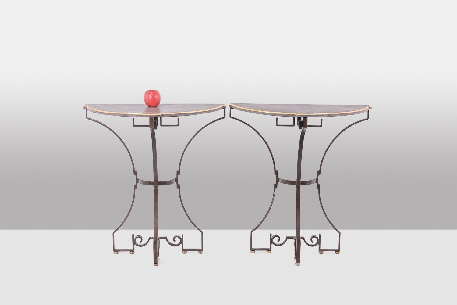 photo vinterior Pair Of Half Moon Shaped Consoles. Artisan Work.