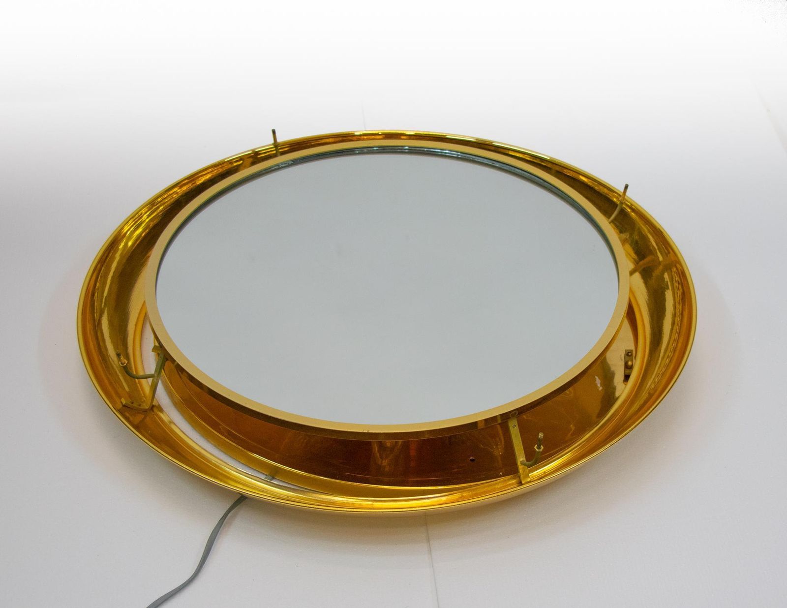 photo furniture Palwa 27" Backlit Mirror With Swarovski Crystals & Gilded Brass, Germany 1960s