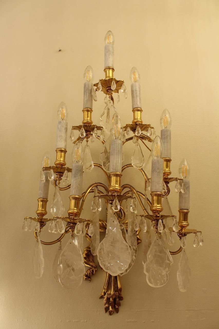 Pair Of 19th Century French Rock Crystal 10 Bulb Wall Lights photo vinterior