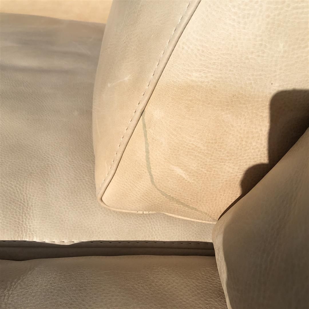 Contemporary Italian Cream White Leather Large Two Seater Sofa photo Furniture