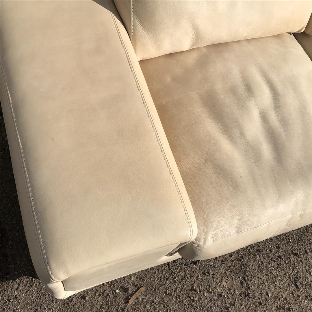 Contemporary Italian Cream White Leather Large Two Seater Sofa photo buy