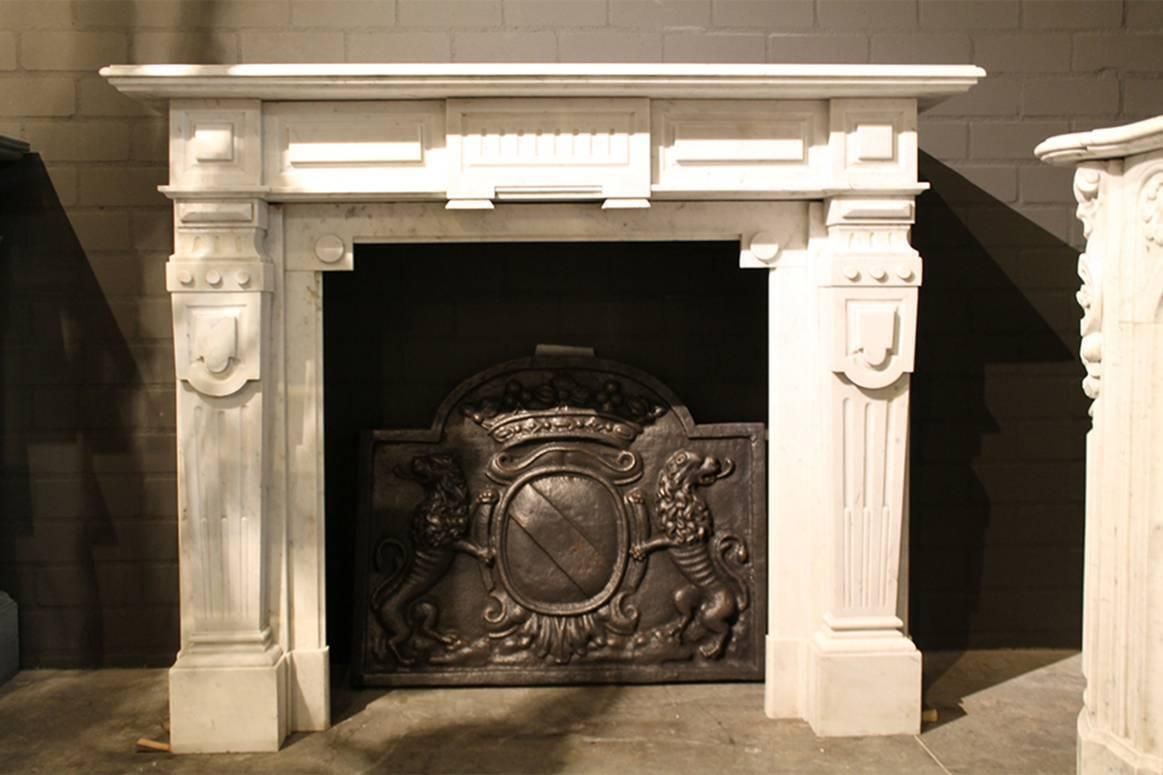White Marble Fireplace Mantel, 19th Century photo furniture