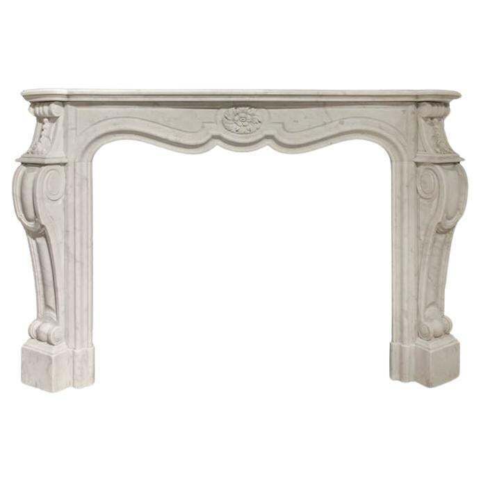 19th Century Antique Carrara Marble Louis XV Fireplace Mantel