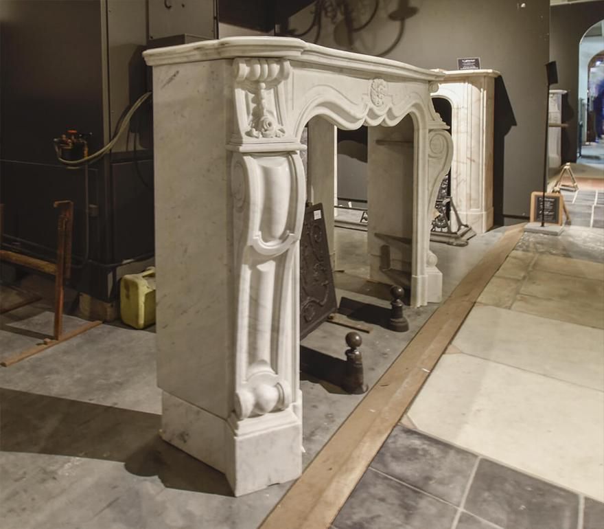 19th Century Antique Carrara Marble Louis XV Fireplace Mantel photo furniture