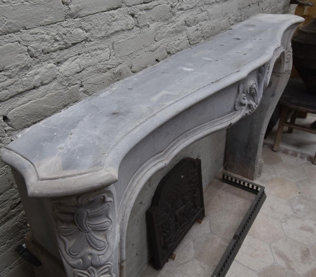 19th Century Antique Marble Stone Louis XV Fireplace Mantel Front photo 12037.0