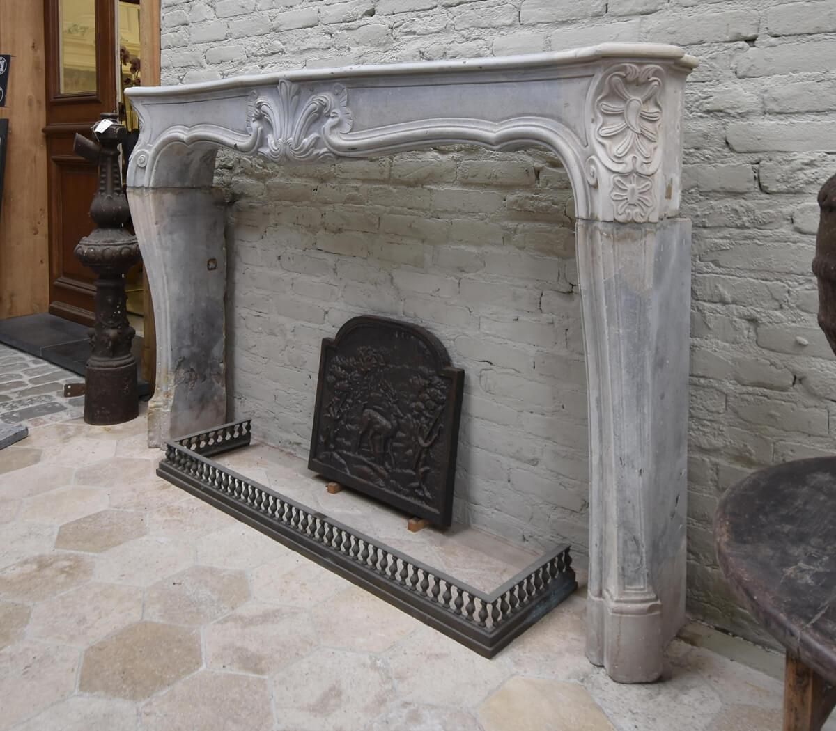 19th Century Antique Marble Stone Louis XV Fireplace Mantel Front photo buy
