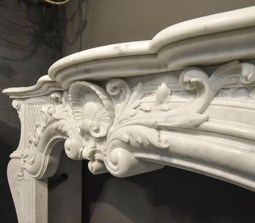 19th Century Antique Marble Louis XV Chateau Fireplace Mantel photo vinterior