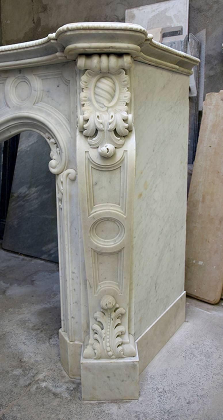 French Antique Louis XV Carrara Marble Fireplace Mantel photo 36605.0