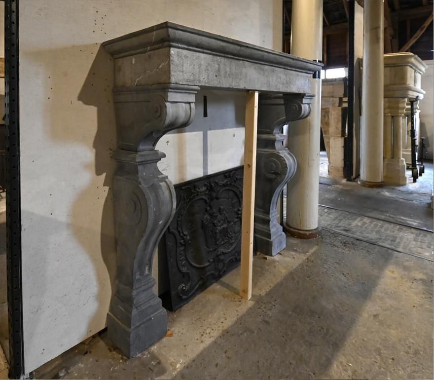 Antique Belgian Bluestone Castle Fireplace 19th Century photo furniture