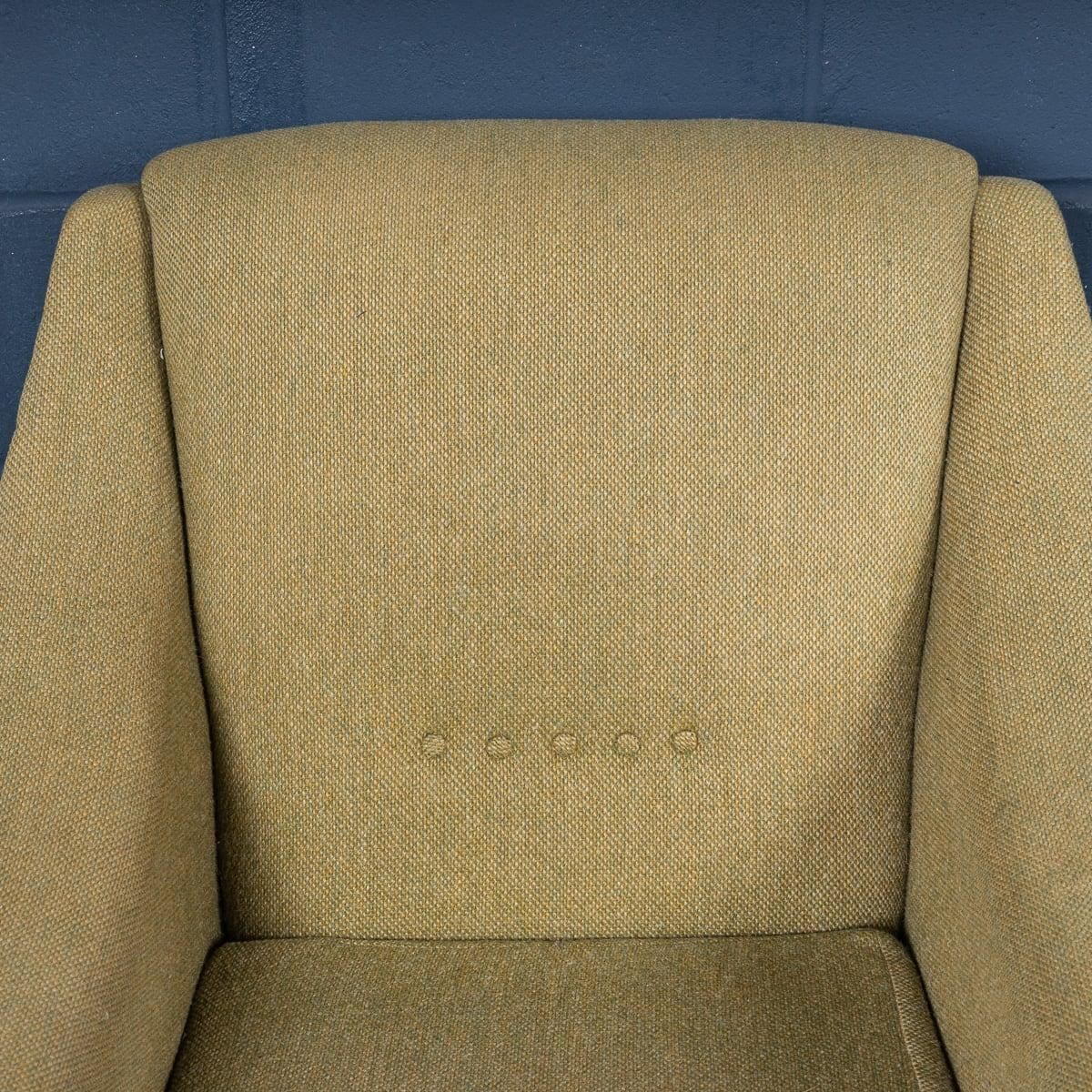 photo furniture Vintage 20th Century English Pair Of Olive Green Upholstered Armchairs C.1960