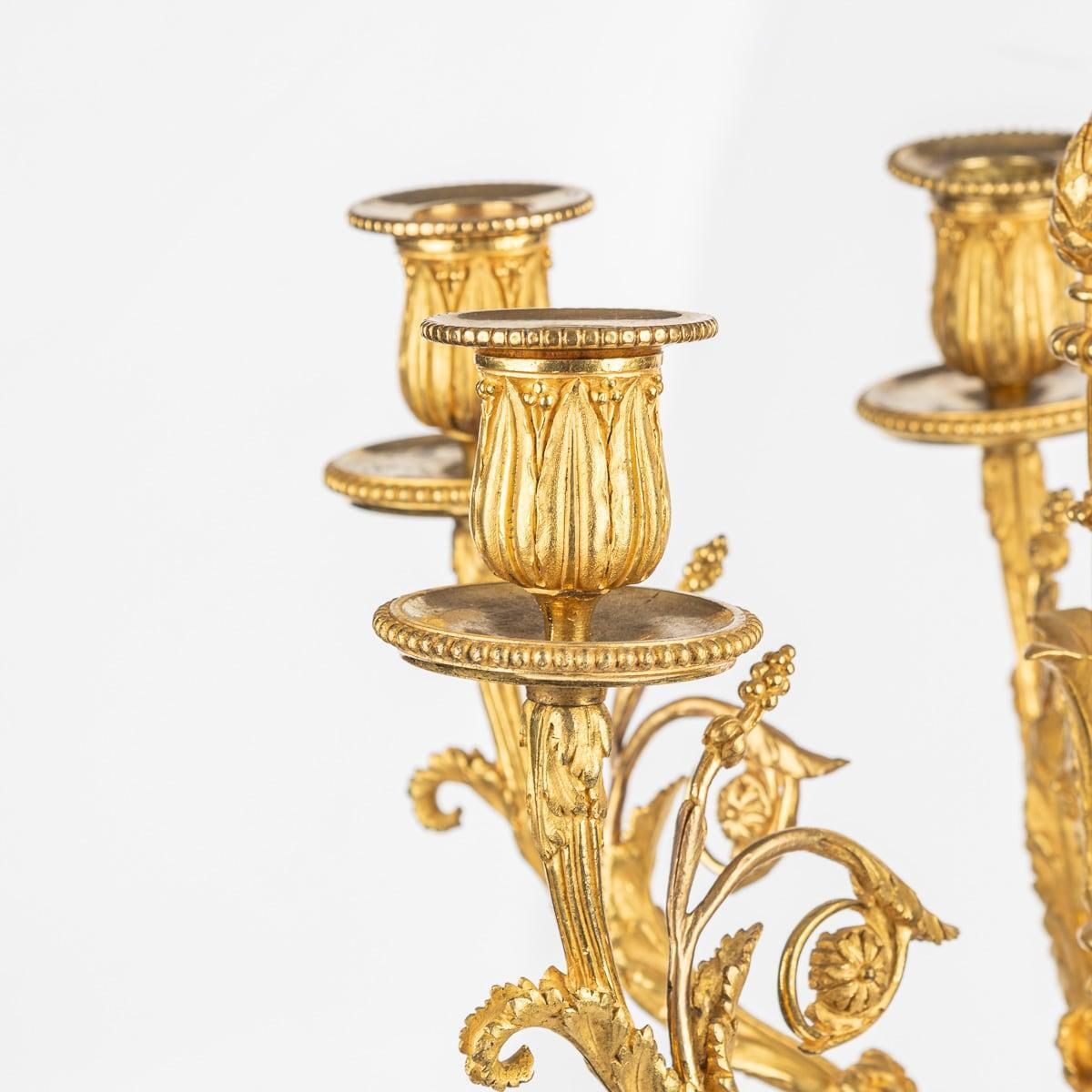 19th Century French Pair Of Louis XVI Style Ormolu Five Light Candelabra C.1880 photo buy