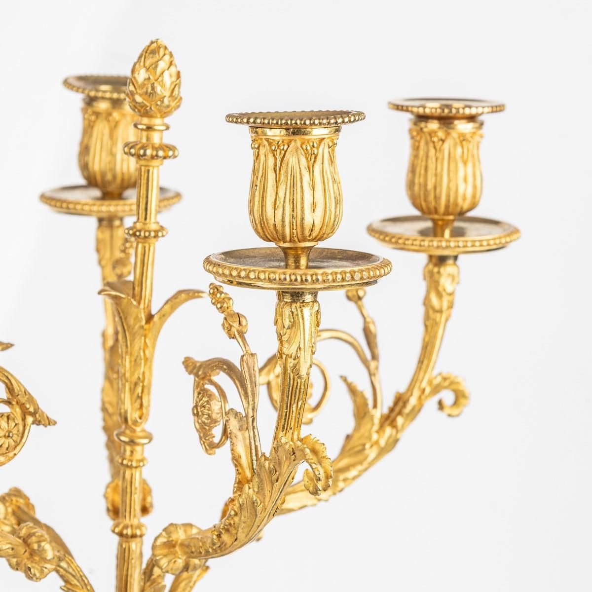19th Century French Pair Of Louis XVI Style Ormolu Five Light Candelabra C.1880 photo vintage