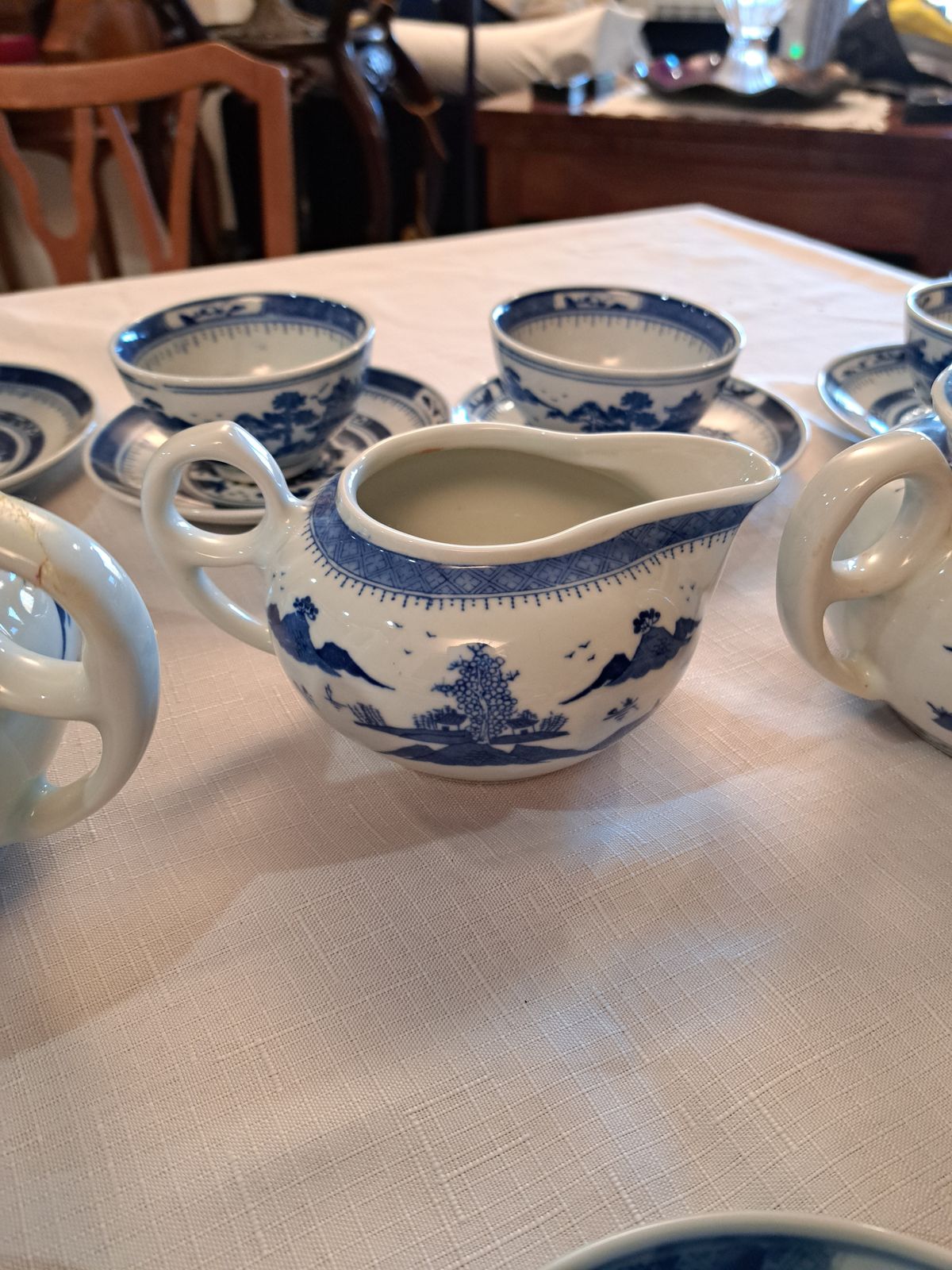Porcelain Tea Serving For 12 Guests China Blue On White Set Of 29 Pieces photo Home Fixtures