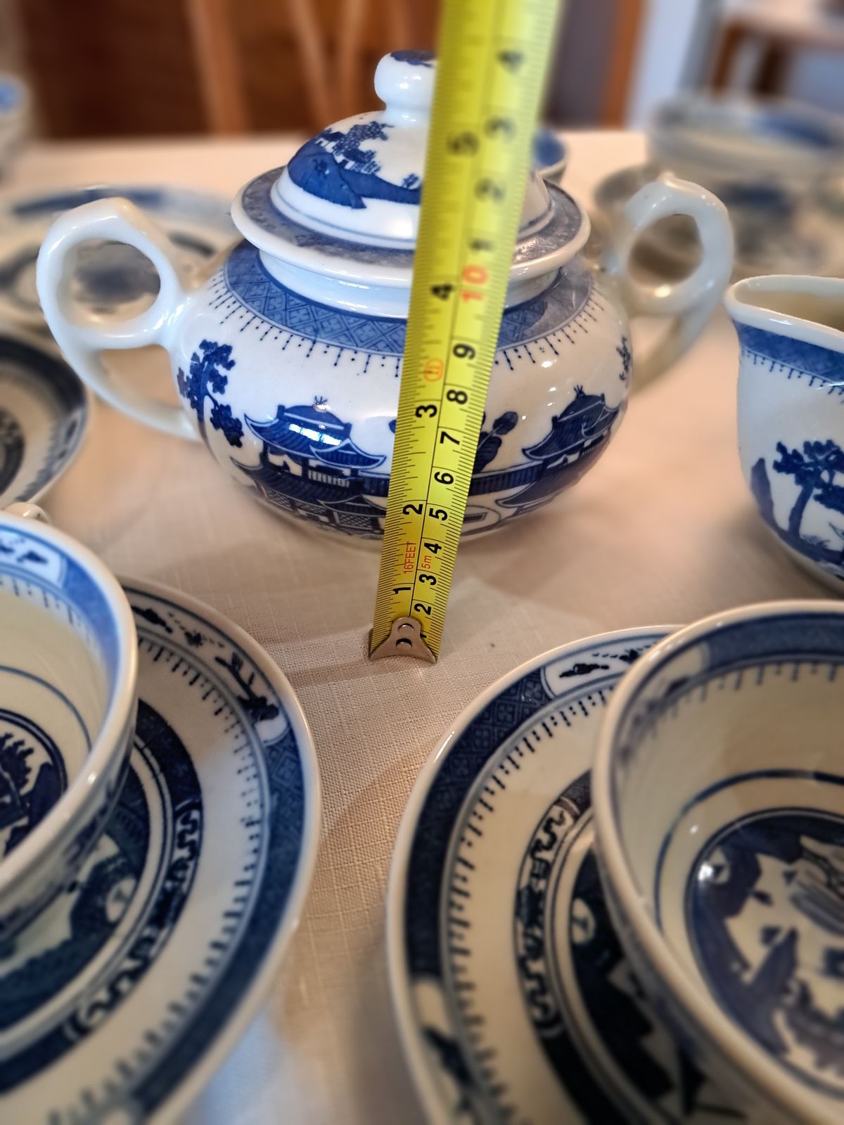 photo for sale Porcelain Tea Serving For 12 Guests China Blue On White Set Of 29 Pieces