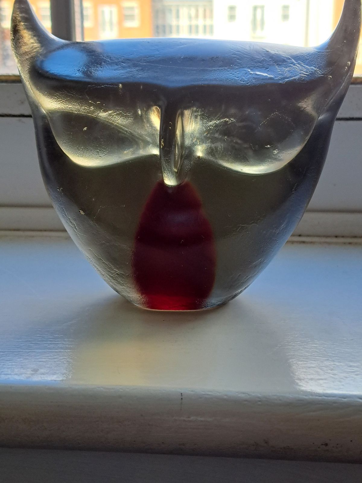 Seguso Venice Sommerso Glass By Flavio Poli Very Rare Owl With Submerged Red Heart