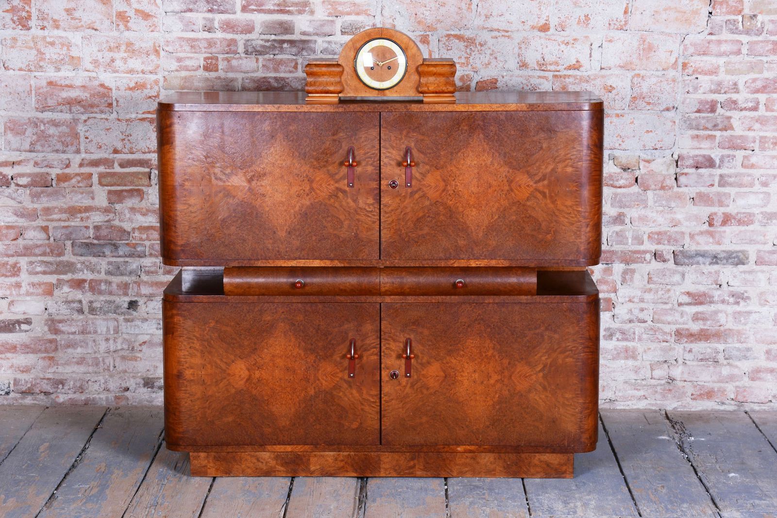 Restored Art Deco Clock, Made By Up Závody, Mahogany, Czech, 1920s photo vinterior