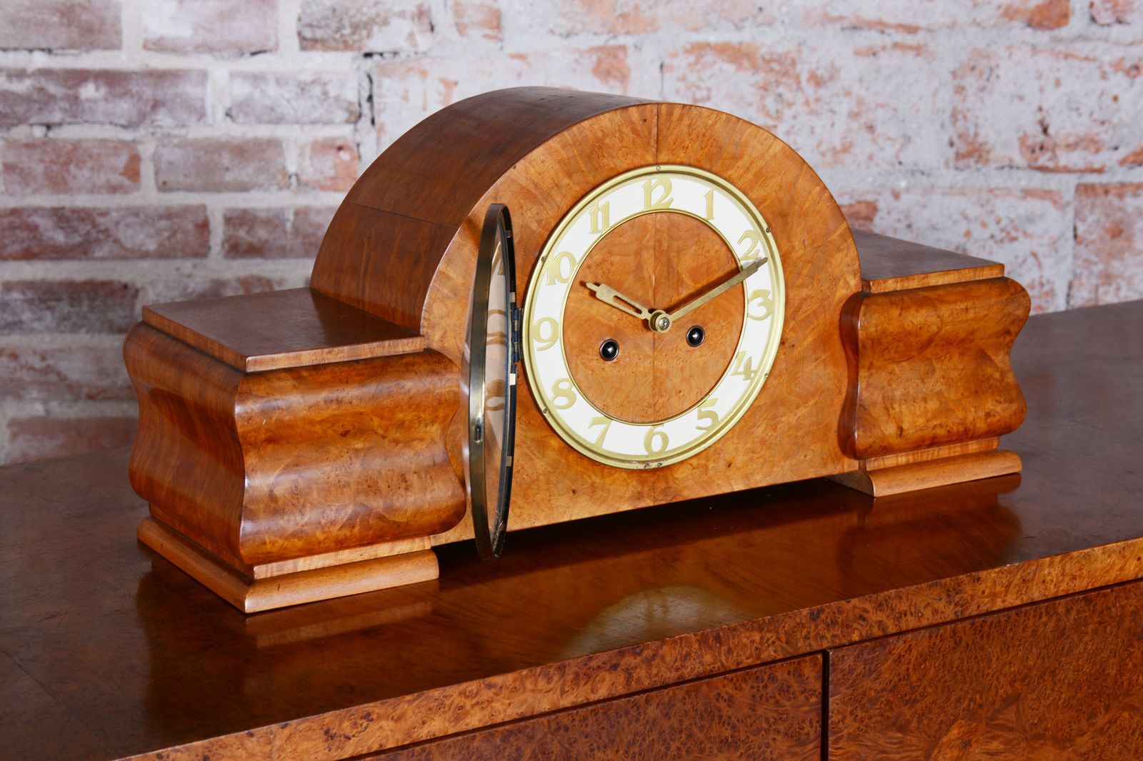 Home Decor Restored Art Deco Clock, Made By Up Závody, Mahogany, Czech, 1920s photo
