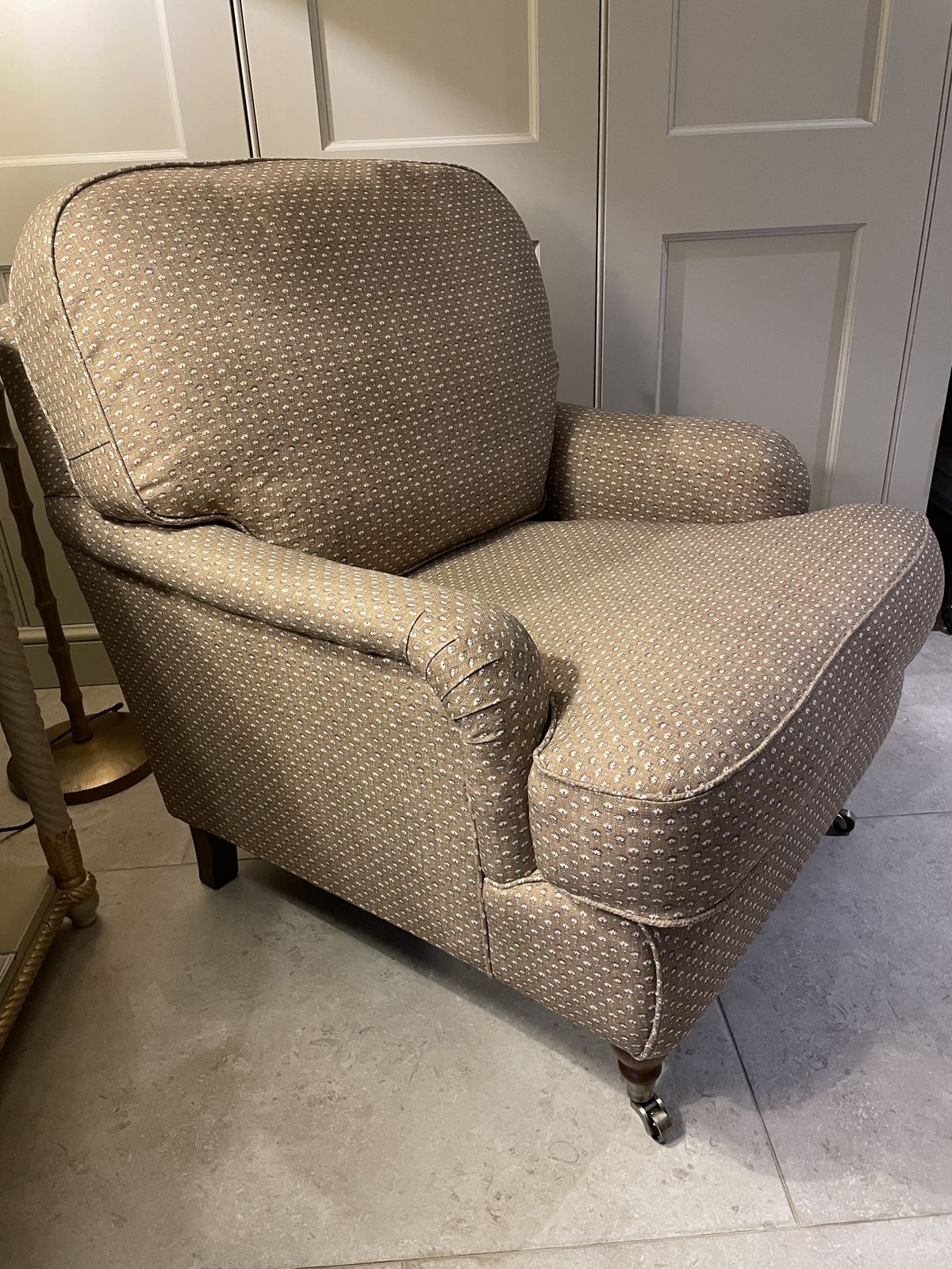 George Smith Style Armchair Professionally Upholstered In Warner House Fabric. photo 1750.0