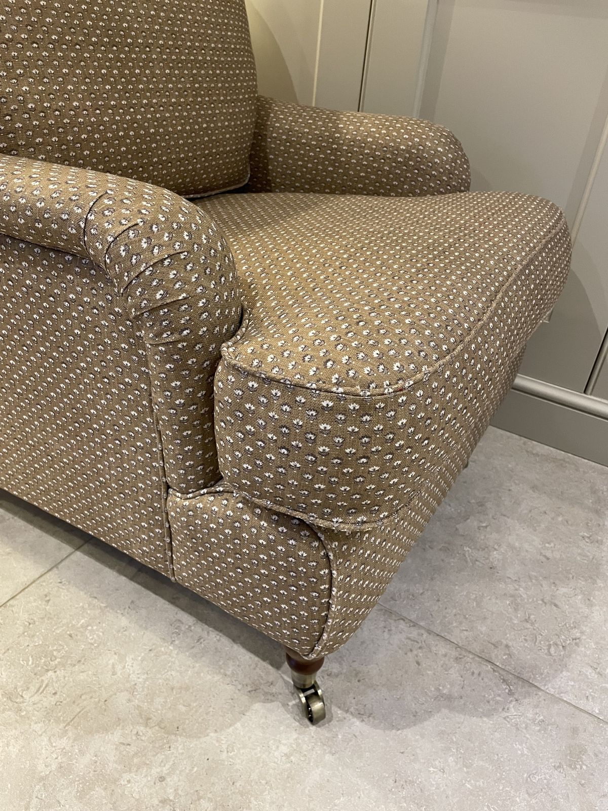 George Smith Style Armchair Professionally Upholstered In Warner House Fabric. photo vinterior