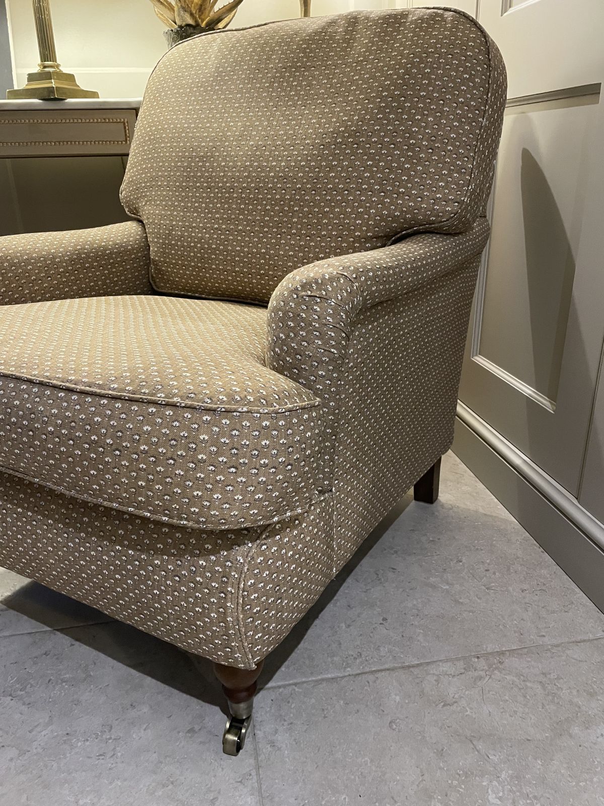 photo furniture George Smith Style Armchair Professionally Upholstered In Warner House Fabric.