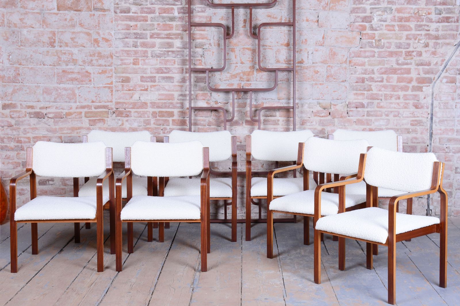 Set Of Eight Restored Midcentury Chairs, By Ludvik Volak, Mahogany, Czech, 1960s photo vintage
