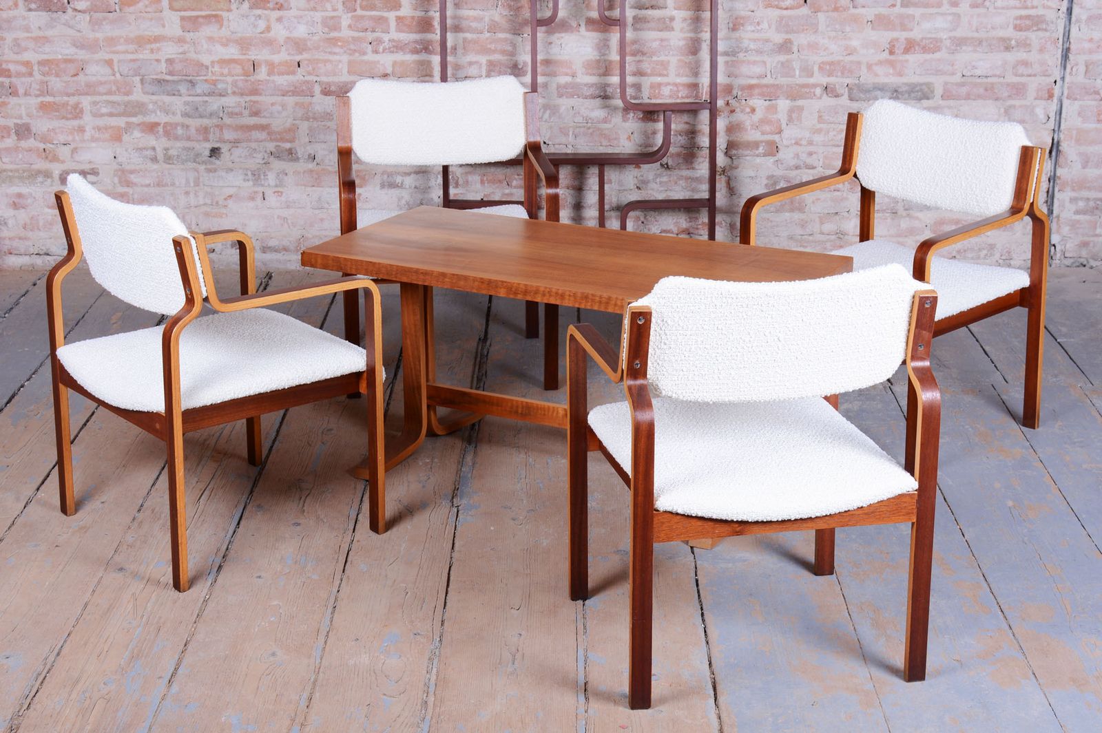 Set Of Four Restored Mid Century Chairs, By Ludvik Volak, Mahogany, Czech, 1960s photo vintage