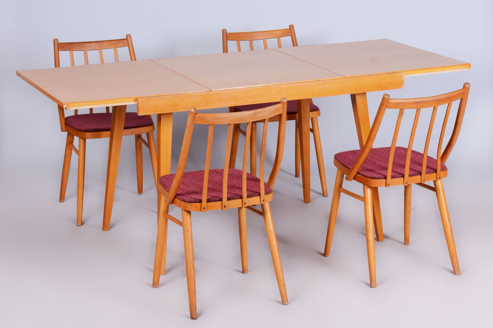 Set Of Four Original Mid Century Chairs, By Antonín šuman, Beech, Czech, 1960s photo Furniture