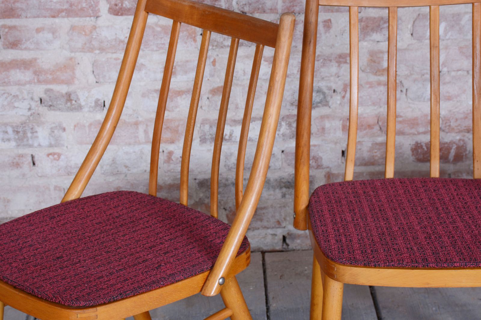 Set Of Four Original Mid Century Chairs, By Antonín šuman, Beech, Czech, 1960s photo 450.0