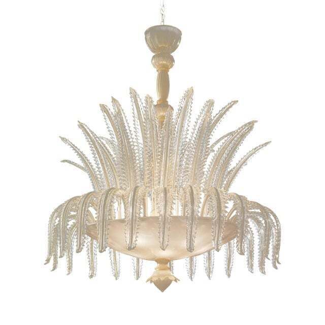 Venetian White And Gold Leaves Murano Style Glass Chandelier photo furniture