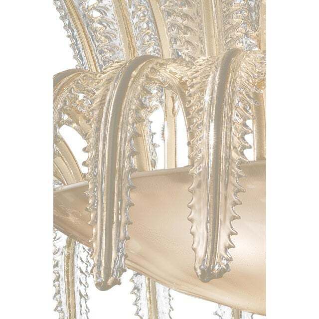 Venetian White And Gold Leaves Murano Style Glass Chandelier photo 12600.0