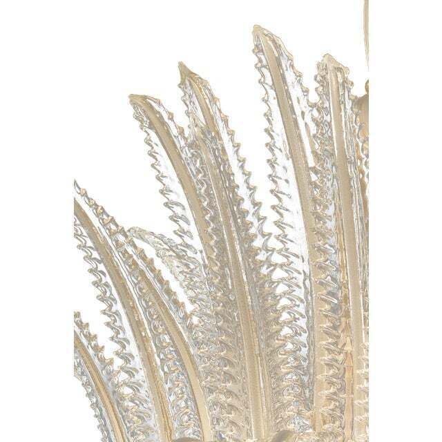 Venetian White And Gold Leaves Murano Style Glass Chandelier photo vintage