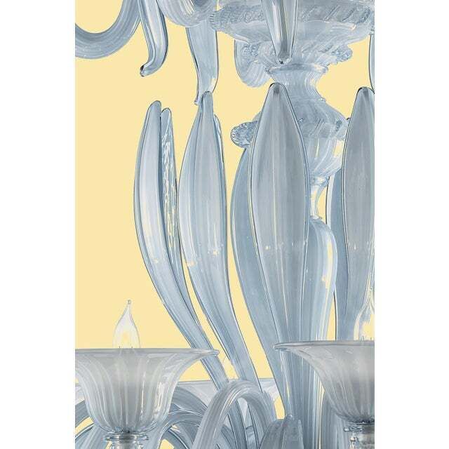 .Mid Century Modern Venetian Azure Style Murano Glass Chandelier photo Lighting
