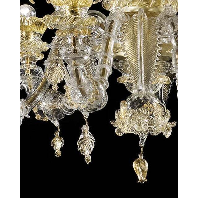 Venetian Cà Rezzonico Floral Gold Murano Style Glass Chandelier photo Lighting