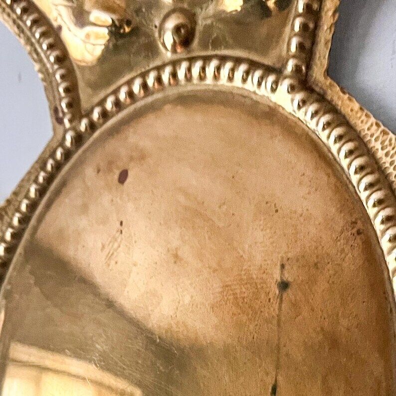 A Pair Of Swedish Brass Heart Candle Sconces photo vintage