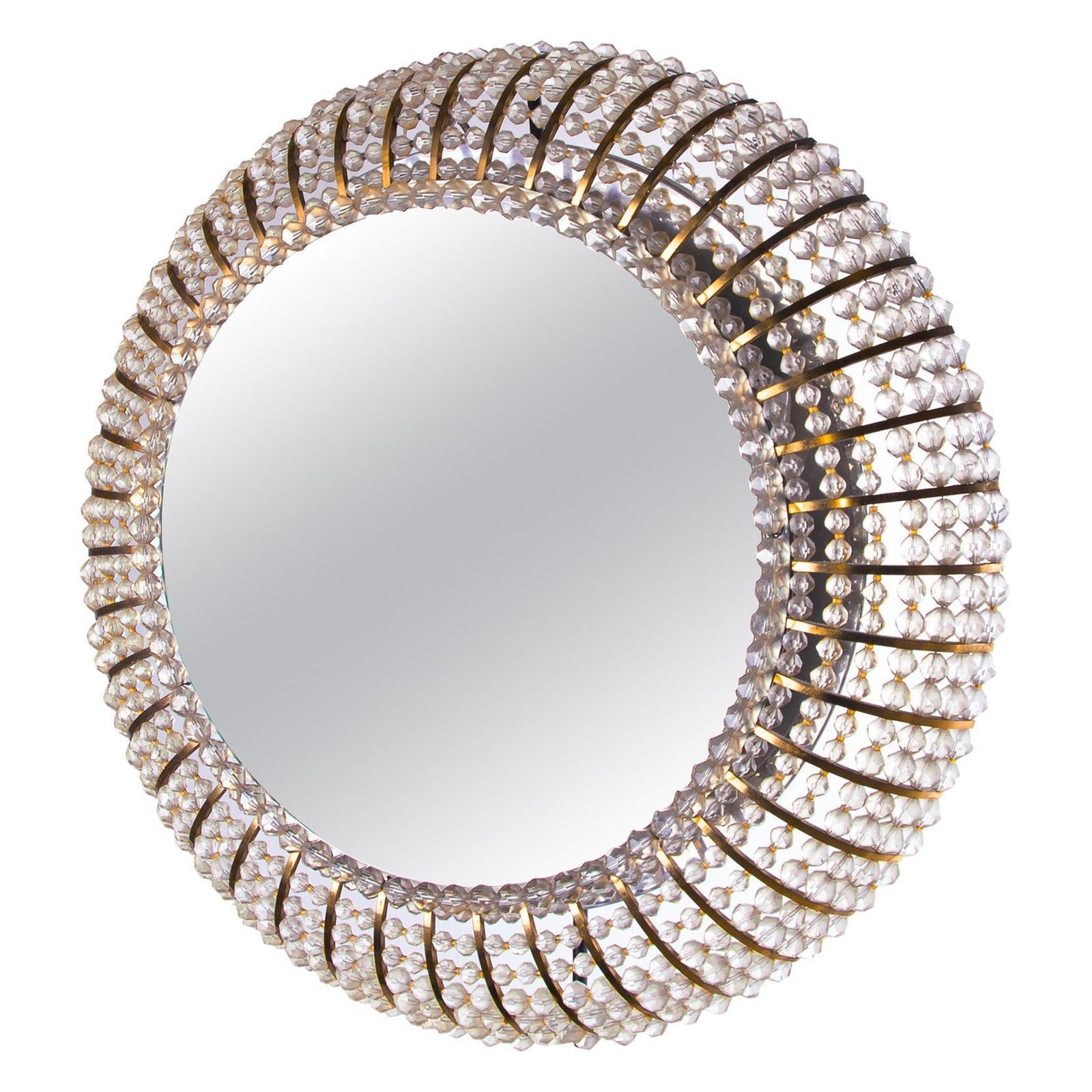 Illuminated Mirror Glass & Brass By Emil Stejnar, Rupert Nikoll, Austria, 1950s