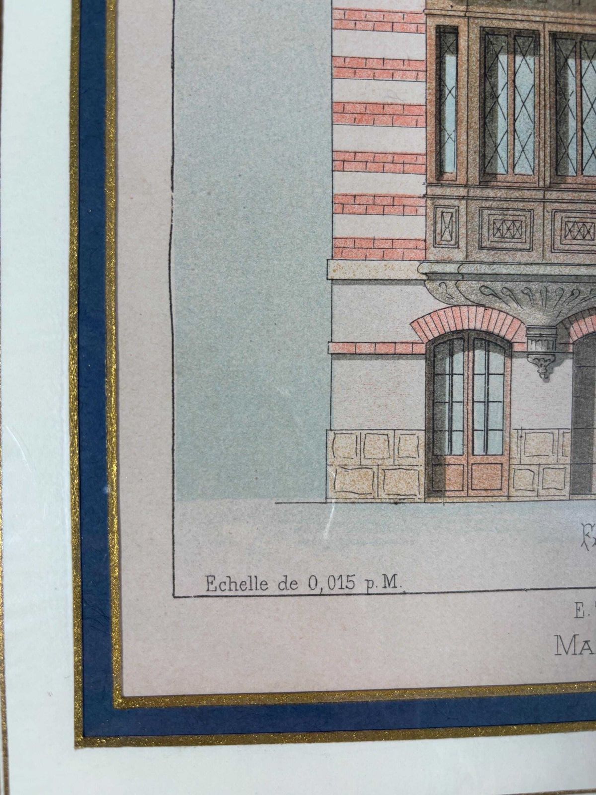 photo furniture Antique Chromolithograph Of Parisian Townhouse, Circa 1880 – Original Architectural Drawing In Rich Colours