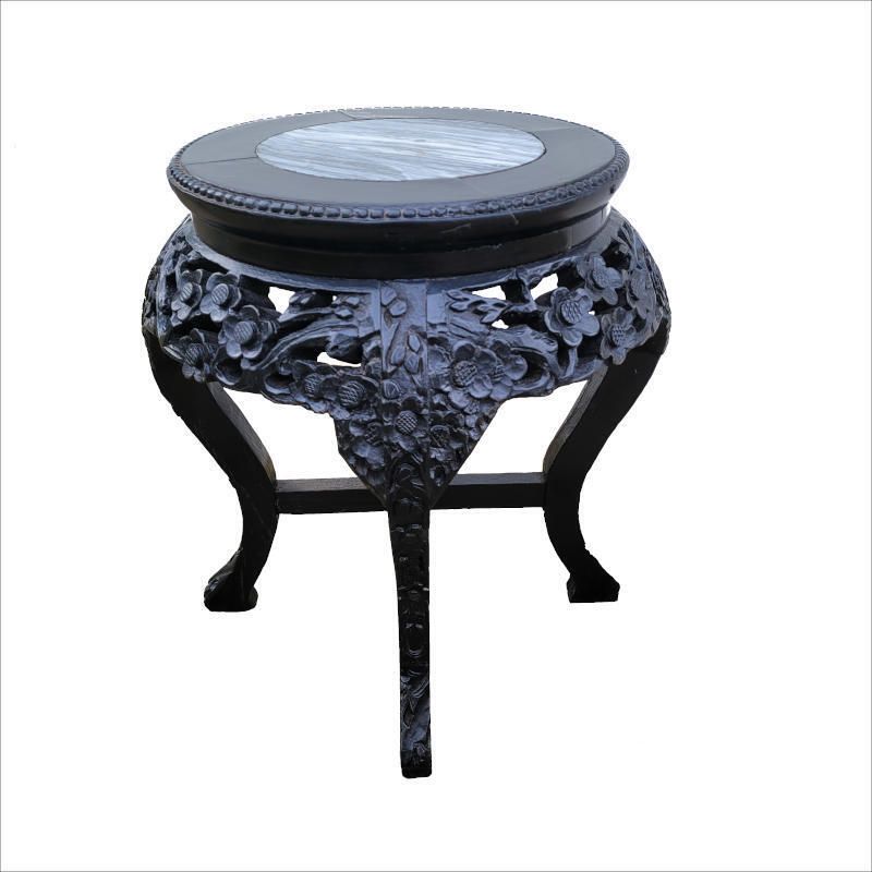 Ebonised Chinese Hardwood And Marble Plantstand photo furniture